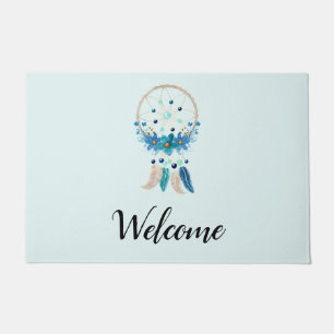 Paillasson Blue Dreamcatcher Design Boho élégant Bienvenue