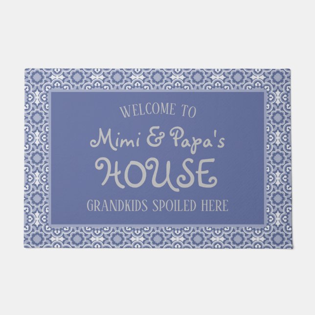 Paillasson Blue Mimi et Papa's House Grandkids Spoiled Here (Devant)