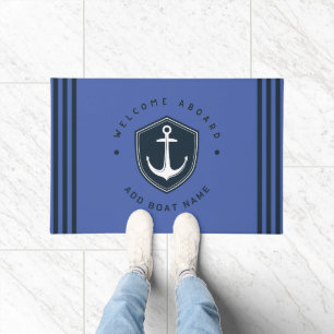 Paillasson Blue Navy Ancre nautique yacht club voile Nom