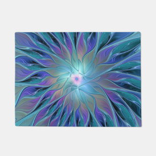 Paillasson Blue Purple Flower Dream Abstrait Fractal Art