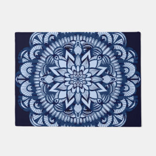 Paillasson Bohemian Navy Blue Tie Dye Mandala