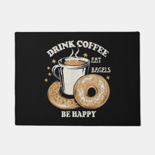 Paillasson Boire du café manger des bagels être heureux
