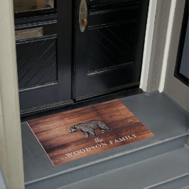 Paillasson Bois rustique Nom de famille Marcher Porte-ours