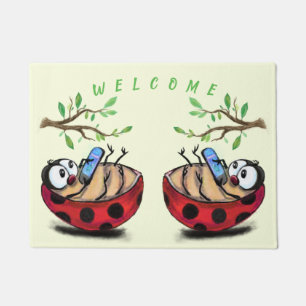 Paillasson Bon Printemps Ladybugs Funny Doormat Bienvenue