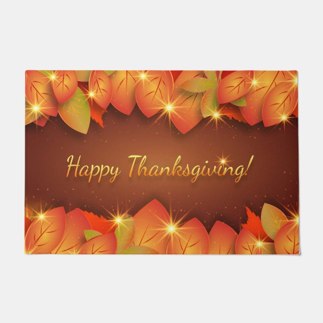 Paillasson Bon thanksgiving Automne Feuilles Porte Mat (Devant)