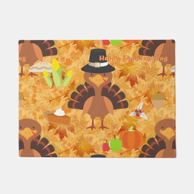 Paillasson bon thanksgiving dindon porte mat (Devant)