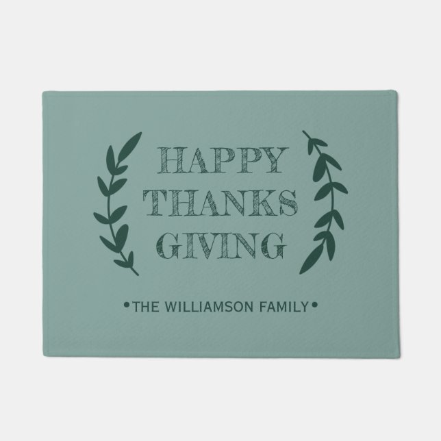 Paillasson BON THANKSGIVING Nom de famille Vert (Devant)