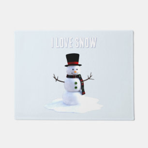 Paillasson Bonhomme de neige avec chapeau et écharpe. J'aime
