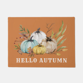 Paillasson Bonjour Automne Aquarelle Citrouilles Rouille Oran