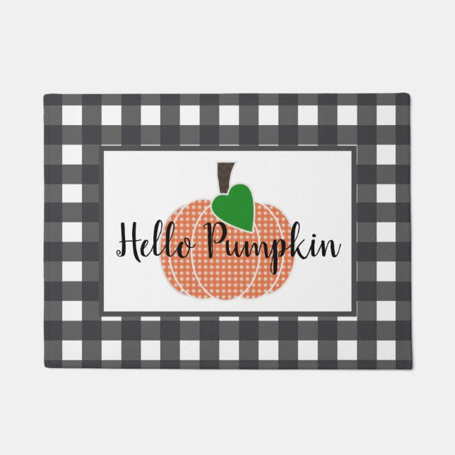 Paillasson Bonjour Citrouille Orange En vichy Citrouille (Devant)