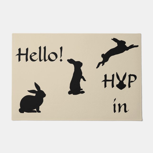 Paillasson Bonjour houblon dans l'accueil avec le lapin au (Devant)