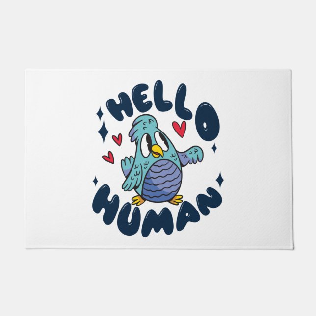Paillasson Bonjour humain mignon oiseau (Devant)