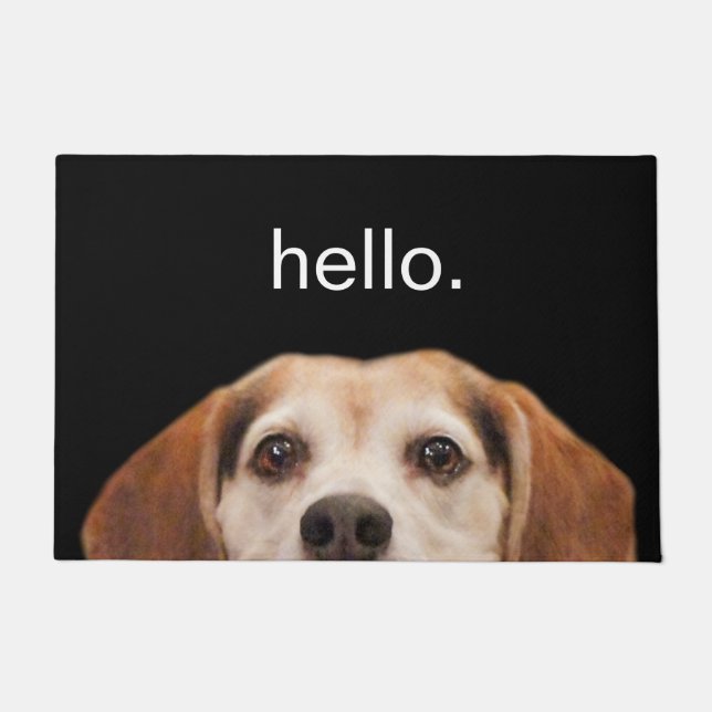 Paillasson Bonjour mignon Beagle Dog Face Noir (Devant)
