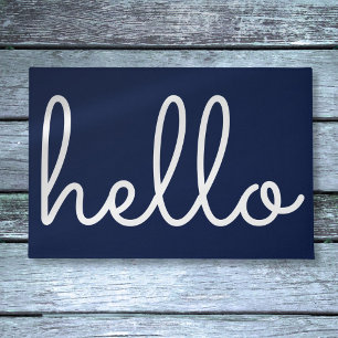 Paillasson Bonjour Stylish Modern Script Bleu Marine