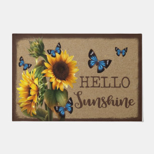 Paillasson Bonjour Sunshine Blue Butterfly Vs Sunflower
