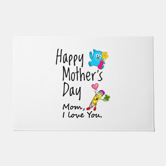 Paillasson Bonne fête des mères. Maman, je t'aime. (Devant)