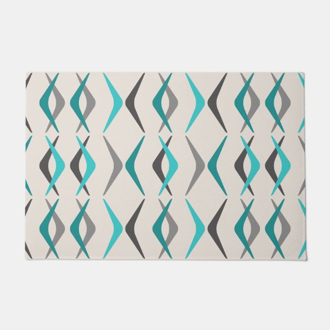 Paillasson Boomerangs du milieu du siècle Turquoise (Devant)