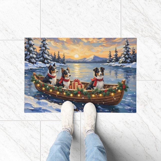 Paillasson Border Collie Christmas Boat Holiday (Intérieur)