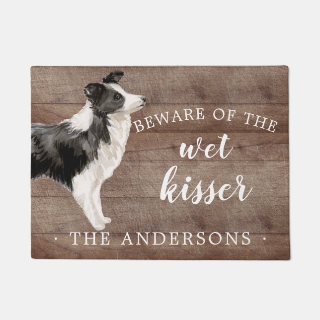Paillasson Bordure Collie Dog Porte personnalisée Mat (Devant)