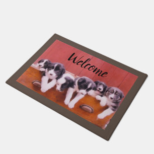 Paillasson Bordure Collie Puppies Dans La Peinture De Tiroir