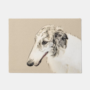 Paillasson Borzoi (Argent Brindle) Peinture Chien Art origina