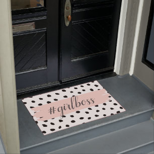 Paillasson Boss et points noirs Pastel Rose moderne