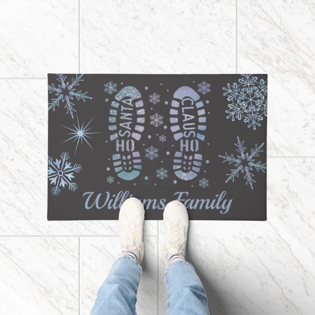 Paillasson Bottes Père Noël de la famille personnalisée Empre (Intérieur)