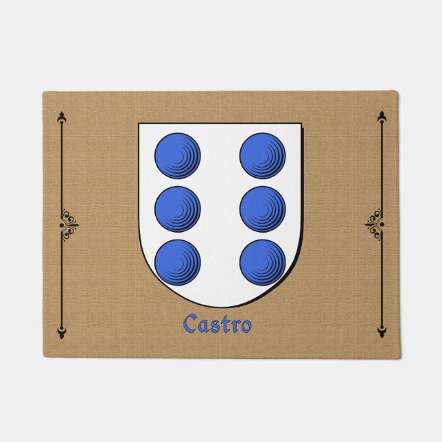 Paillasson Bouclier historique de Castro sur Burlap Motif (Devant)