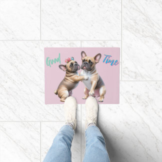 Paillasson Bouledogue français amoureux Saint-Valentin