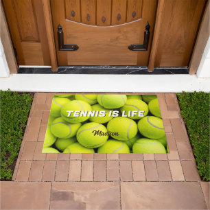 Paillasson Boules de tennis de nom et de texte personnalisées