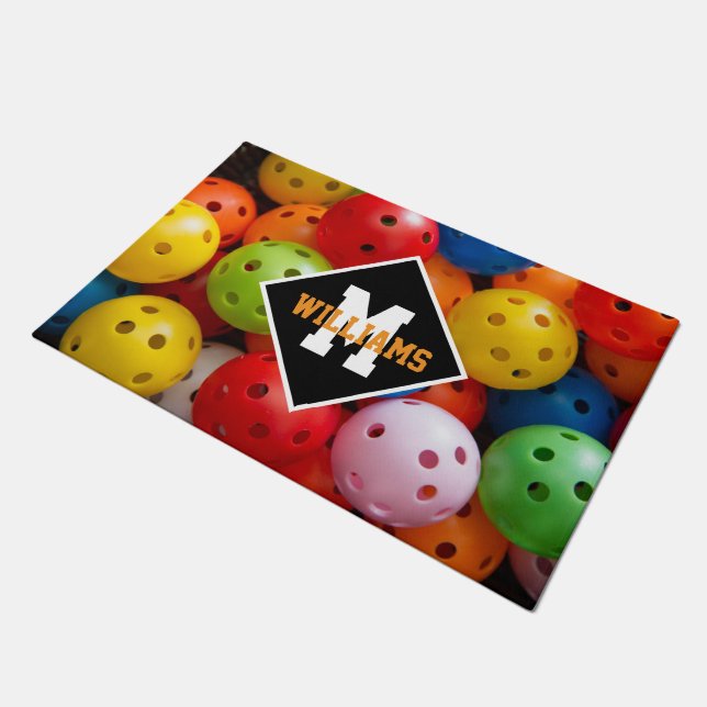 Paillasson  Boulettes colorées, initiale personnalisée (Incliné)