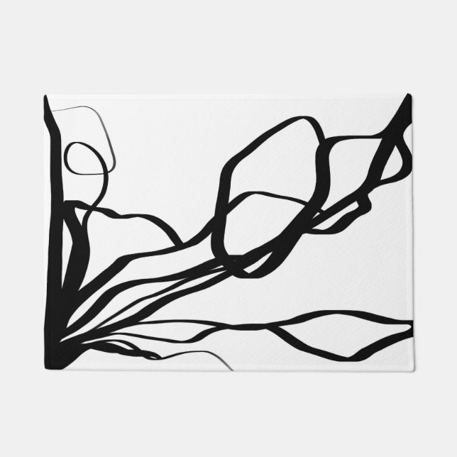 Paillasson Bouquet Blanc : Abstrait blanc & noir (Devant)