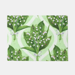 Paillasson Bouquet de lys de la vallée fleurs sur vert