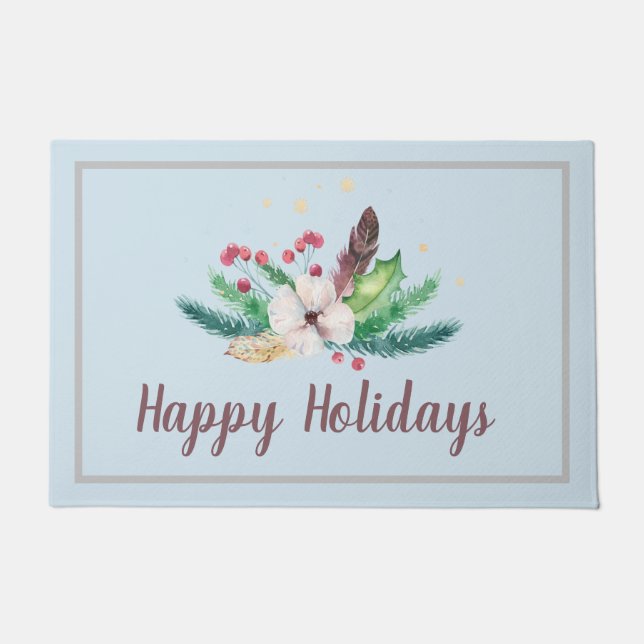 Paillasson Bouquet d'hiver Boho personnalisable (Devant)