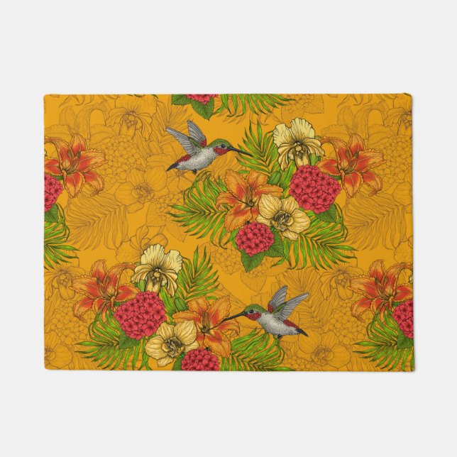 Paillasson Bouquet tropical et colibris 2 (Devant)