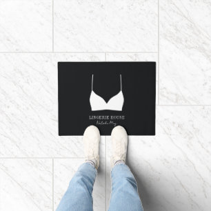 Paillasson Boutique Lingerie noir blanc Logo Luxe