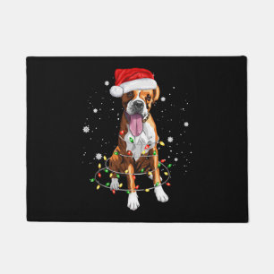 Paillasson Boxe Chien Arbre Lumières Noël Jeu de Noël Pyjama 