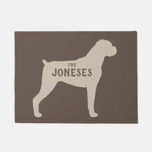 Paillasson Boxer Chien Silhouette Bienvenue Mat Personnalisé