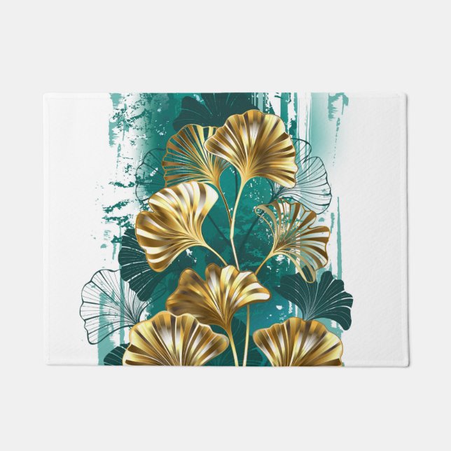 Paillasson Branche avec Feuilles d'or Ginko Biloba (Devant)