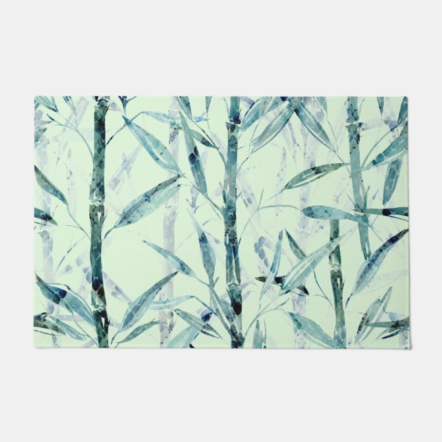 Paillasson Branches, blanc, vert, leaves, bamboo (Devant)