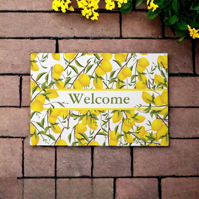 Paillasson Branches d'arbre citronné personnalisées (Sunny and welcoming. Elevate your front entry with a new welcome mat.)