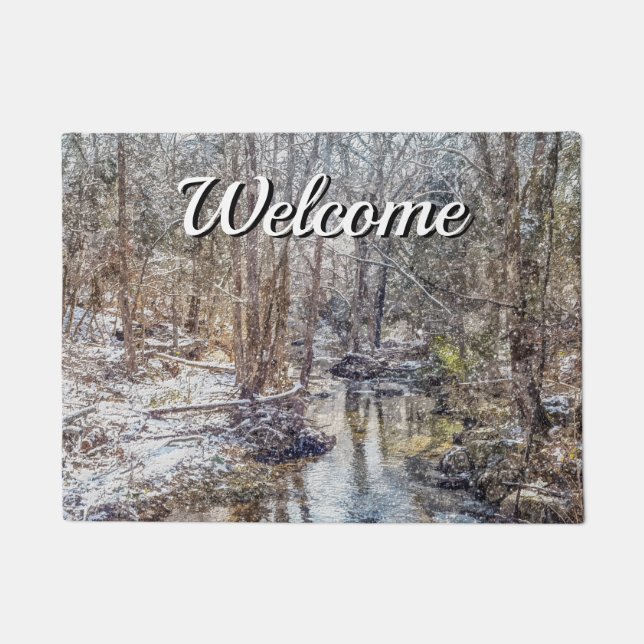 Paillasson Branson Fall Creek Neige d'hiver Peinture Bienvenu (Devant)