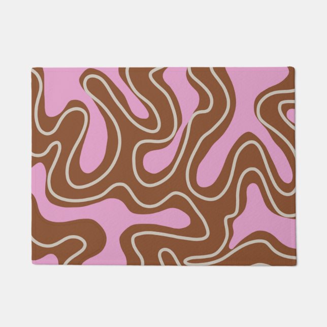 Paillasson Brown Boho en marbre rose Super Motif à liquide (Devant)