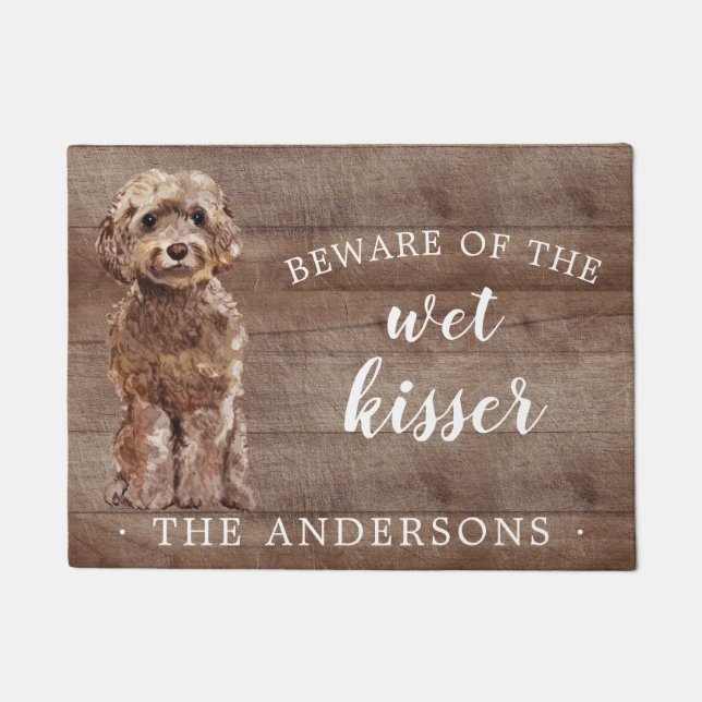 Paillasson Brown Cockapoo Chien Personnalisé Porte Mat (Devant)