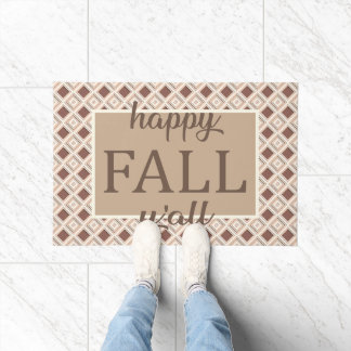 Paillasson Brown et crème Plaid Happy Fall Y'all Welcome