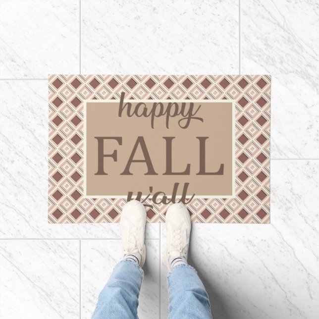Paillasson Brown et crème Plaid Happy Fall Y'all Welcome (Intérieur)