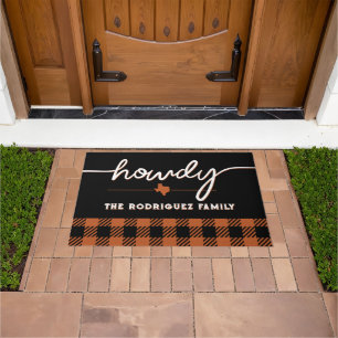 Paillasson Brûlé Orange Howdy Buffalo Plaid