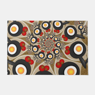Paillasson Brunch Fractal Art Drôle Nourriture, Tomates, Oeuf