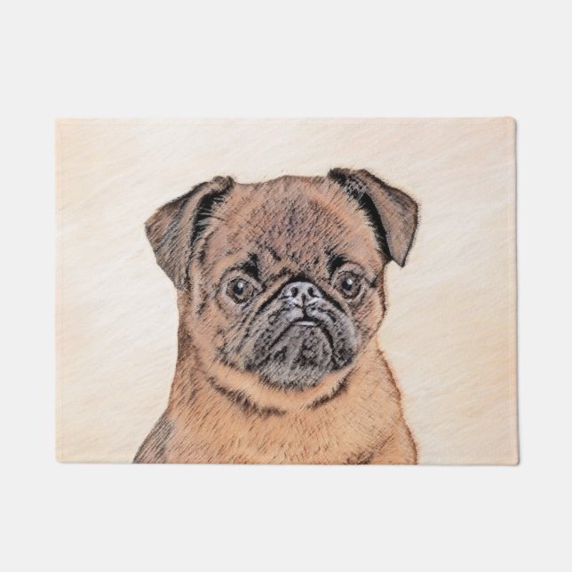 Paillasson Bruxelles Griffon Smooth Painting Original Chien A (Devant)