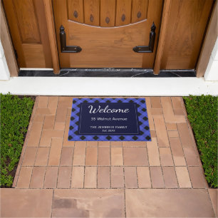 Paillasson Buffalo Bleu Motif à Carreaux Personnalisé